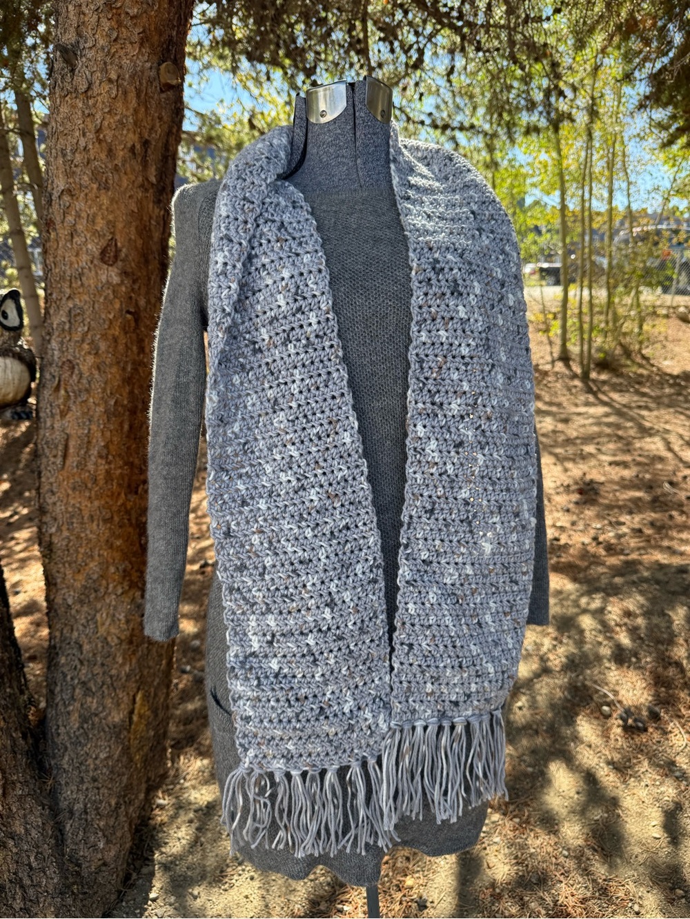 Cozy Crochet Fringe Scarf - Women's Accessories- Multiple Colors